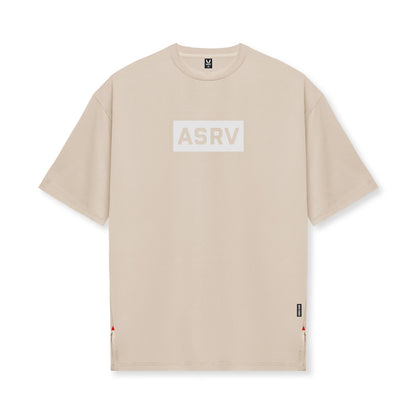 0822. AeroSilver® Oversized Tee - Beige "Box Logo" | ASRV