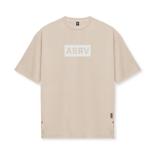 0822. AeroSilver® Oversized Tee - Beige "Box Logo" | ASRV