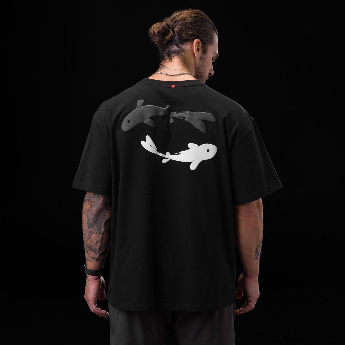 0797. Tech Essential™ Relaxed Tee - Black "Koi" | ASRV