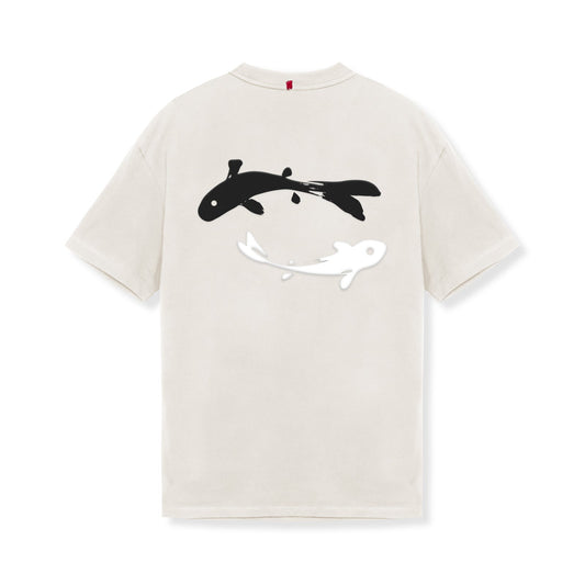 0797. Tech Essential™ Relaxed Tee - Stone "Koi" | ASRV