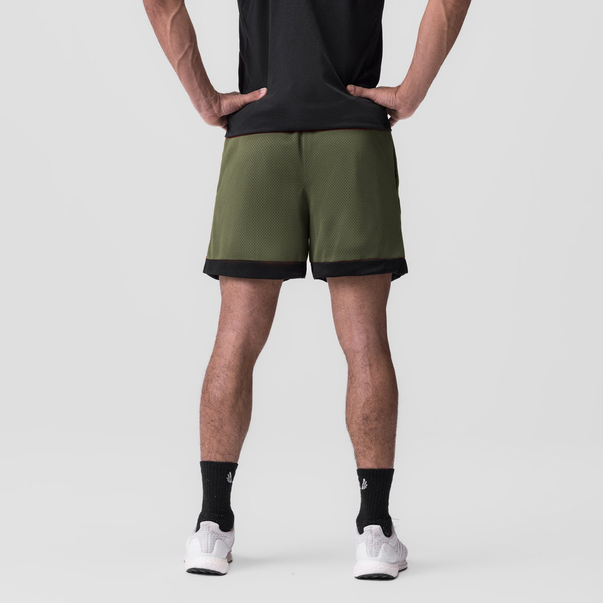 0795. SilverPlus™ Mesh Reversible Short - Olive/Black | ASRV