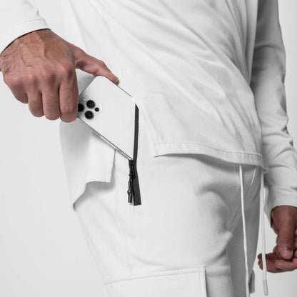 0654. Tech-Terry™ Cargo High Rib Jogger - White | ASRV