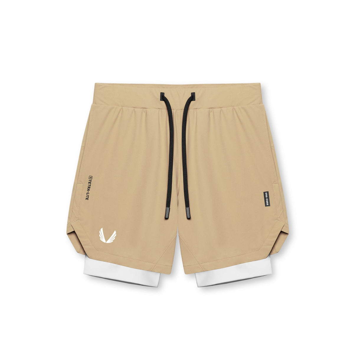 0866. Tetra-Lite® 7" Liner Short - Khaki/ White / White "Wings" | ASRV