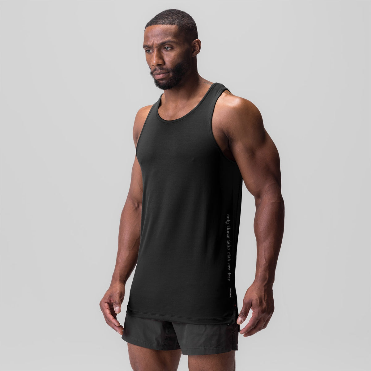 0835. 3D-Lite® 2.0 Drop Hem Tank - Black "OTWR" | ASRV