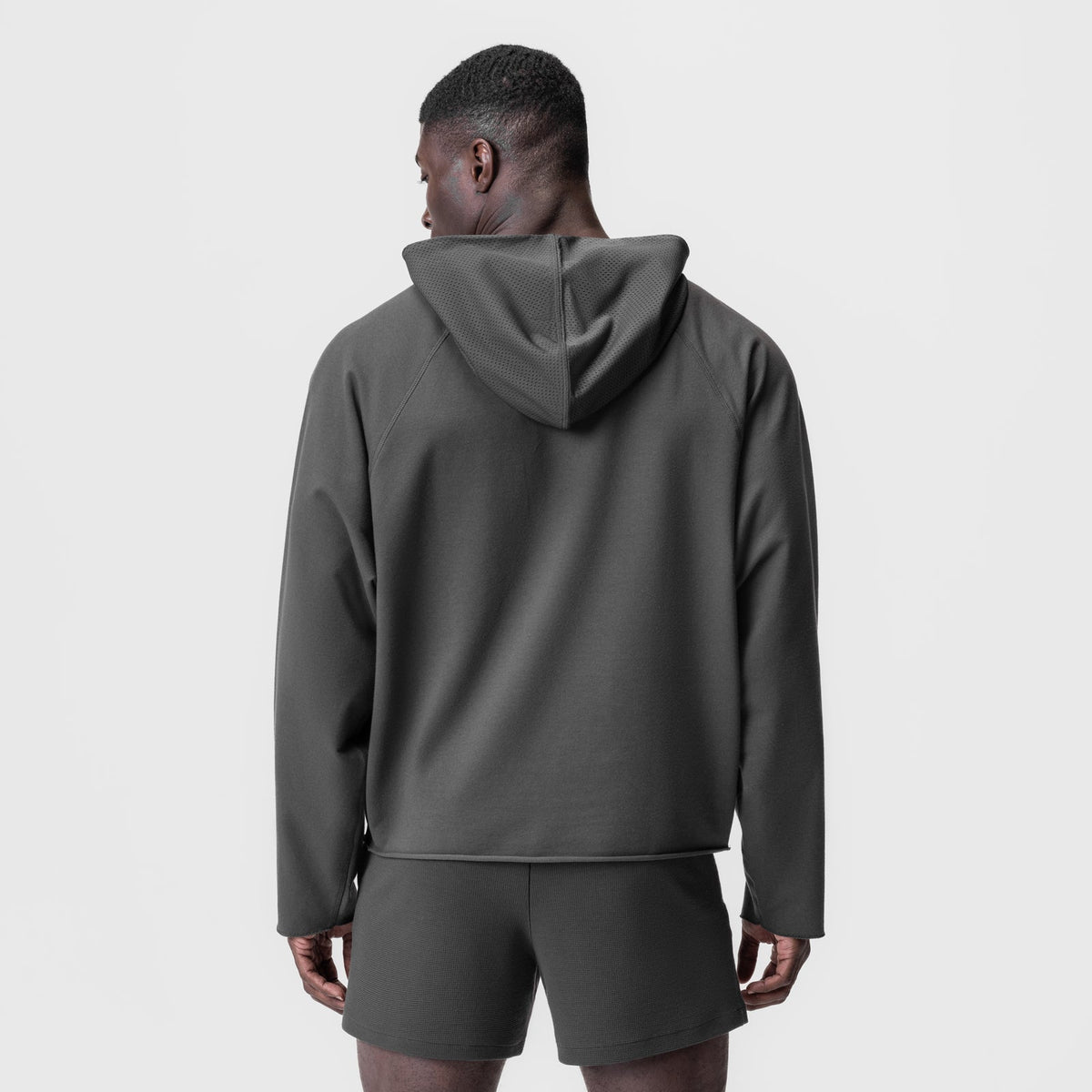 0958. Micro-Terry Raw Hem Hoodie - Space Grey | ASRV