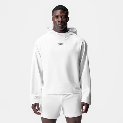0958. Micro-Terry Raw Hem Hoodie - White | ASRV
