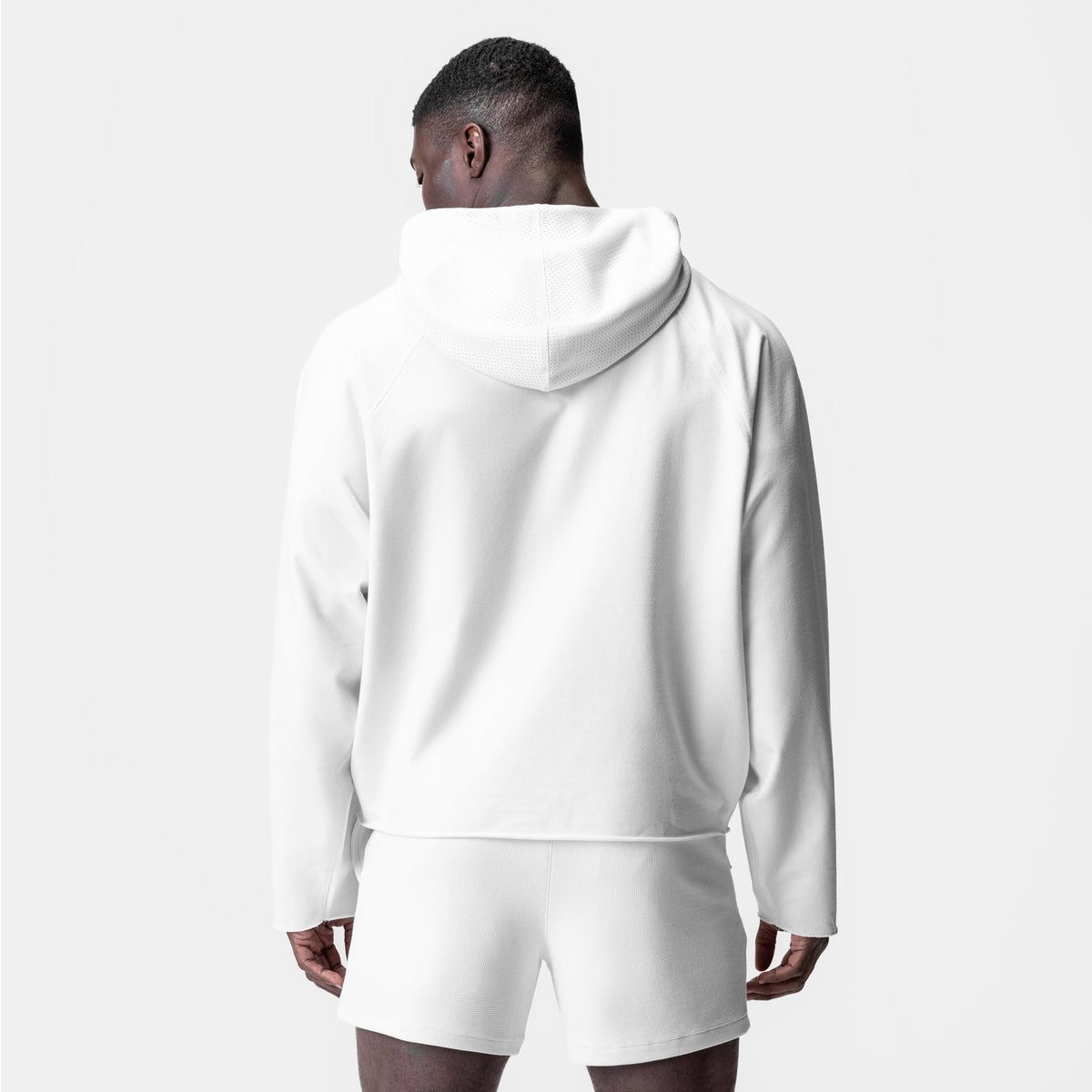 0958. Micro-Terry Raw Hem Hoodie - White | ASRV