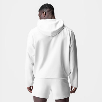 0958. Micro-Terry Raw Hem Hoodie - White | ASRV