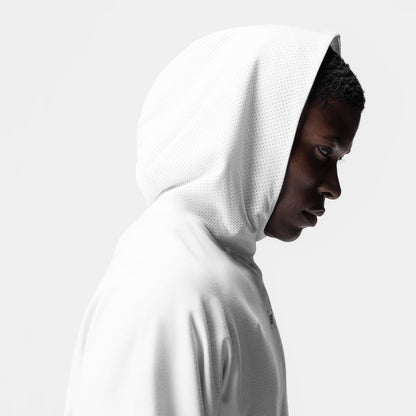 0958. Micro-Terry Raw Hem Hoodie - White | ASRV