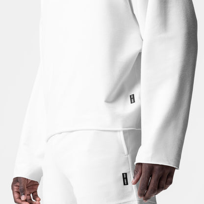 0958. Micro-Terry Raw Hem Hoodie - White | ASRV