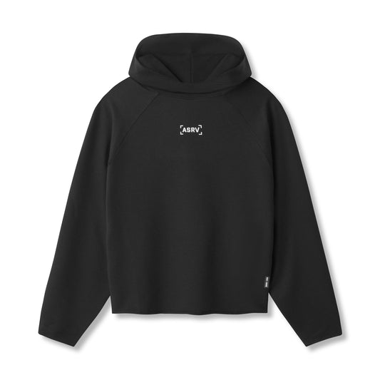 0958. Micro-Terry Raw Hem Hoodie - Black | ASRV