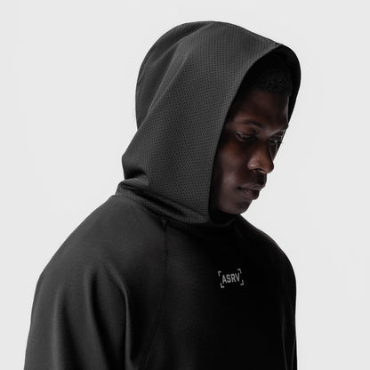 0958. Micro-Terry Raw Hem Hoodie - Black | ASRV