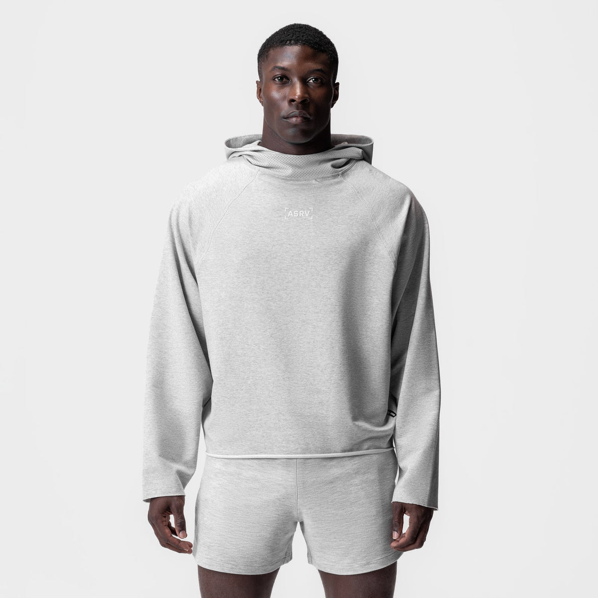 0958. Micro-Terry Raw Hem Hoodie - Heather Grey | ASRV