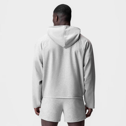 0958. Micro-Terry Raw Hem Hoodie - Heather Grey | ASRV