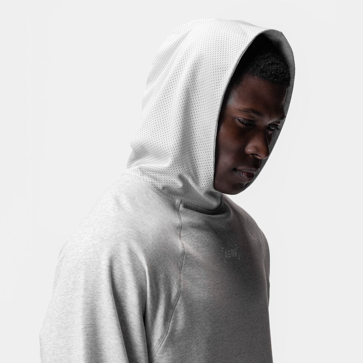 0958. Micro-Terry Raw Hem Hoodie - Heather Grey | ASRV