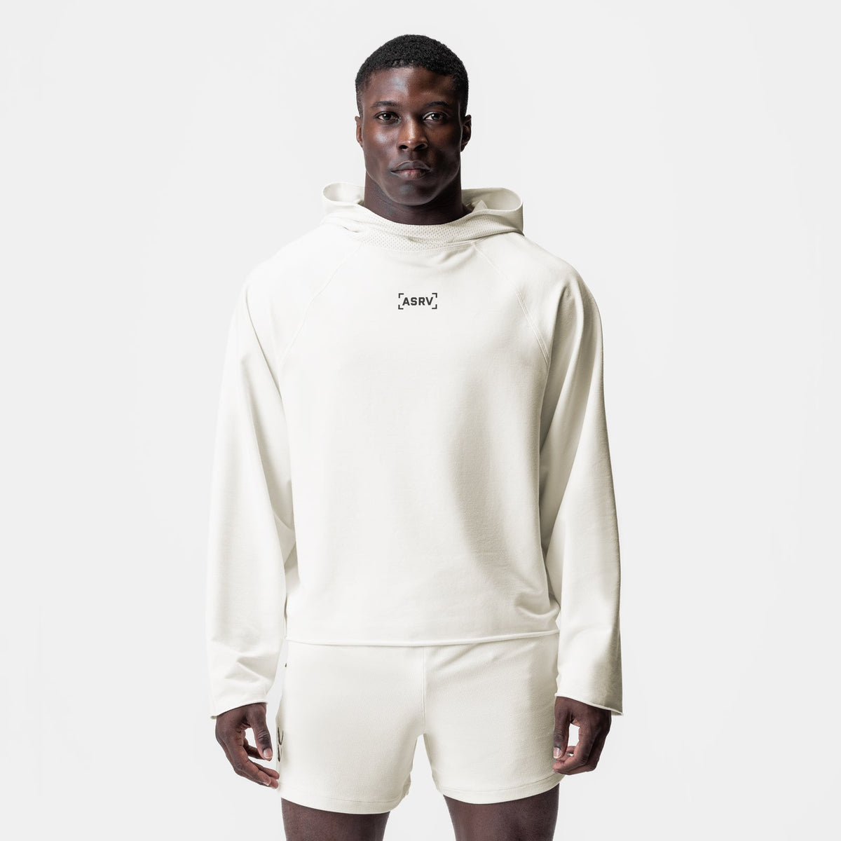 0958. Micro-Terry Raw Hem Hoodie - Cream | ASRV