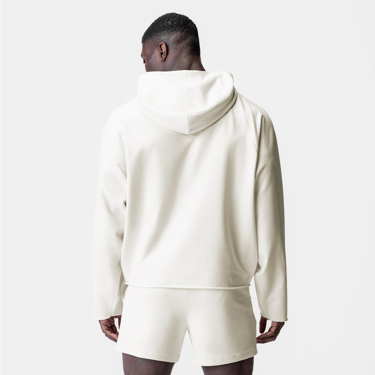 0958. Micro-Terry Raw Hem Hoodie - Cream | ASRV