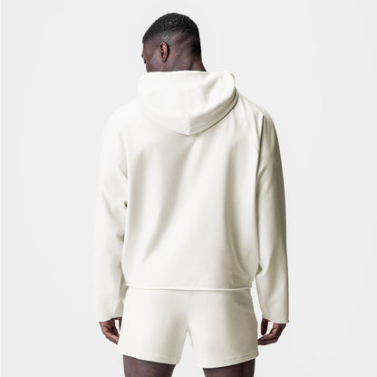 0958. Micro-Terry Raw Hem Hoodie - Cream | ASRV
