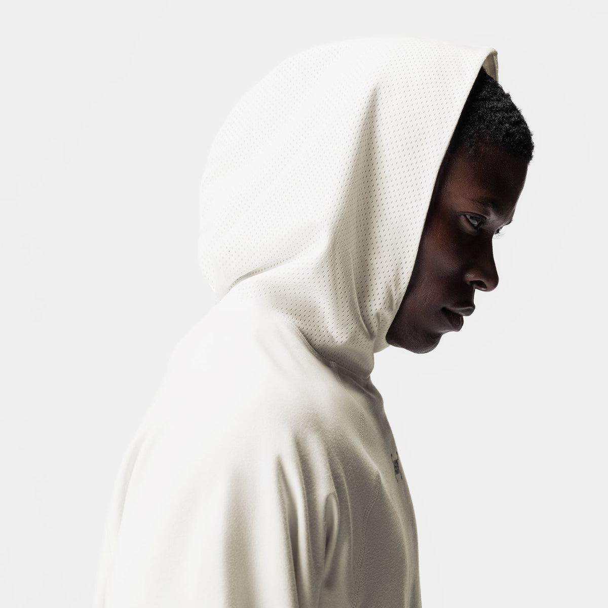 0958. Micro-Terry Raw Hem Hoodie - Cream | ASRV